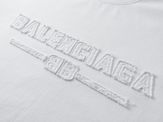 BALENCIAGA EMBROIDERED LOGO WHITE T-SHIRT