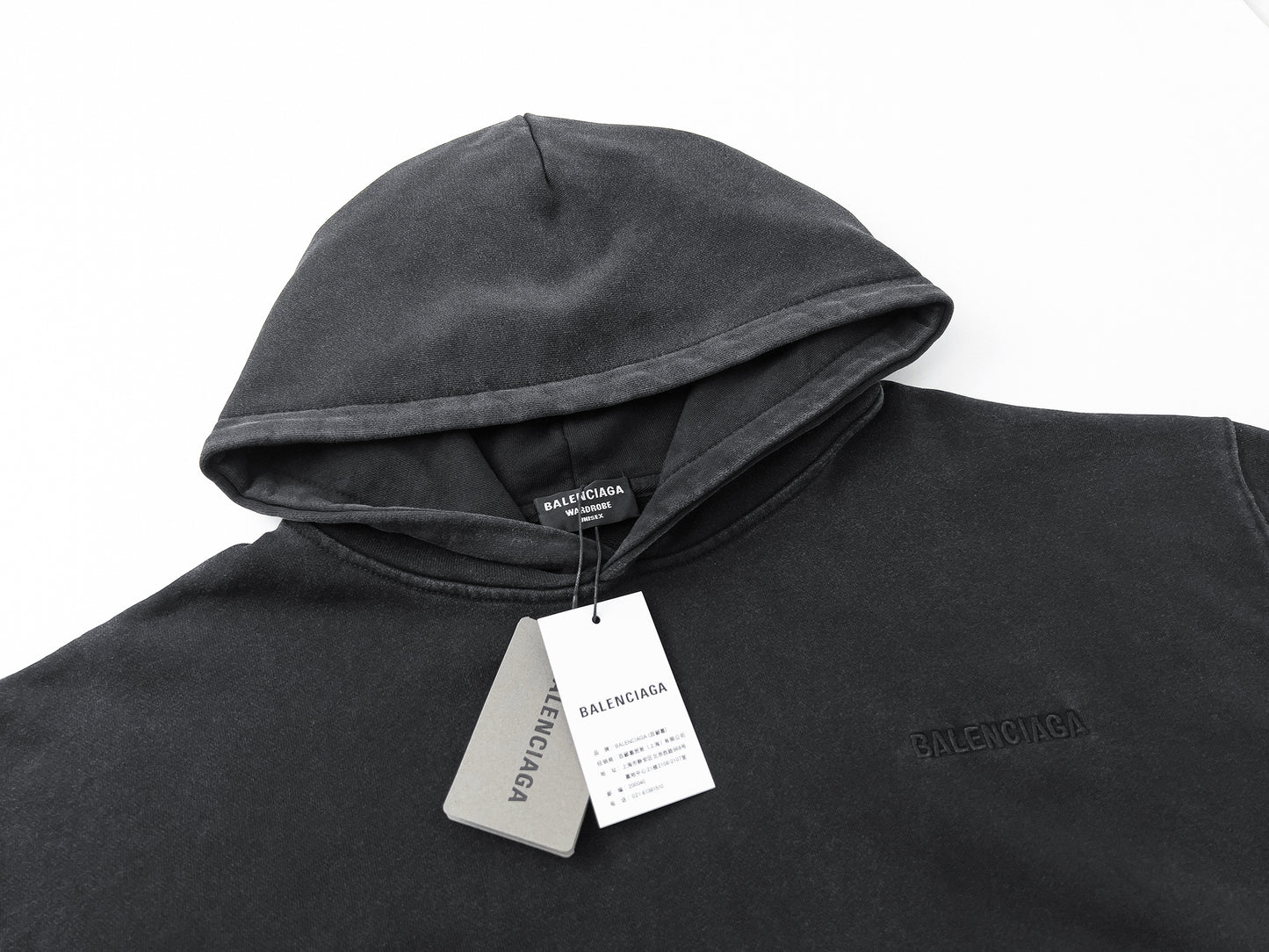 BALENCIAGA BACK LOGO WASHED HOODIE