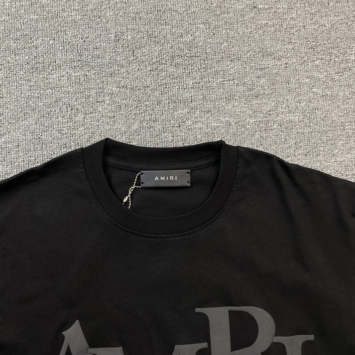AMIRI STAGGERED LOGO FULL BLACK T-SHIRT