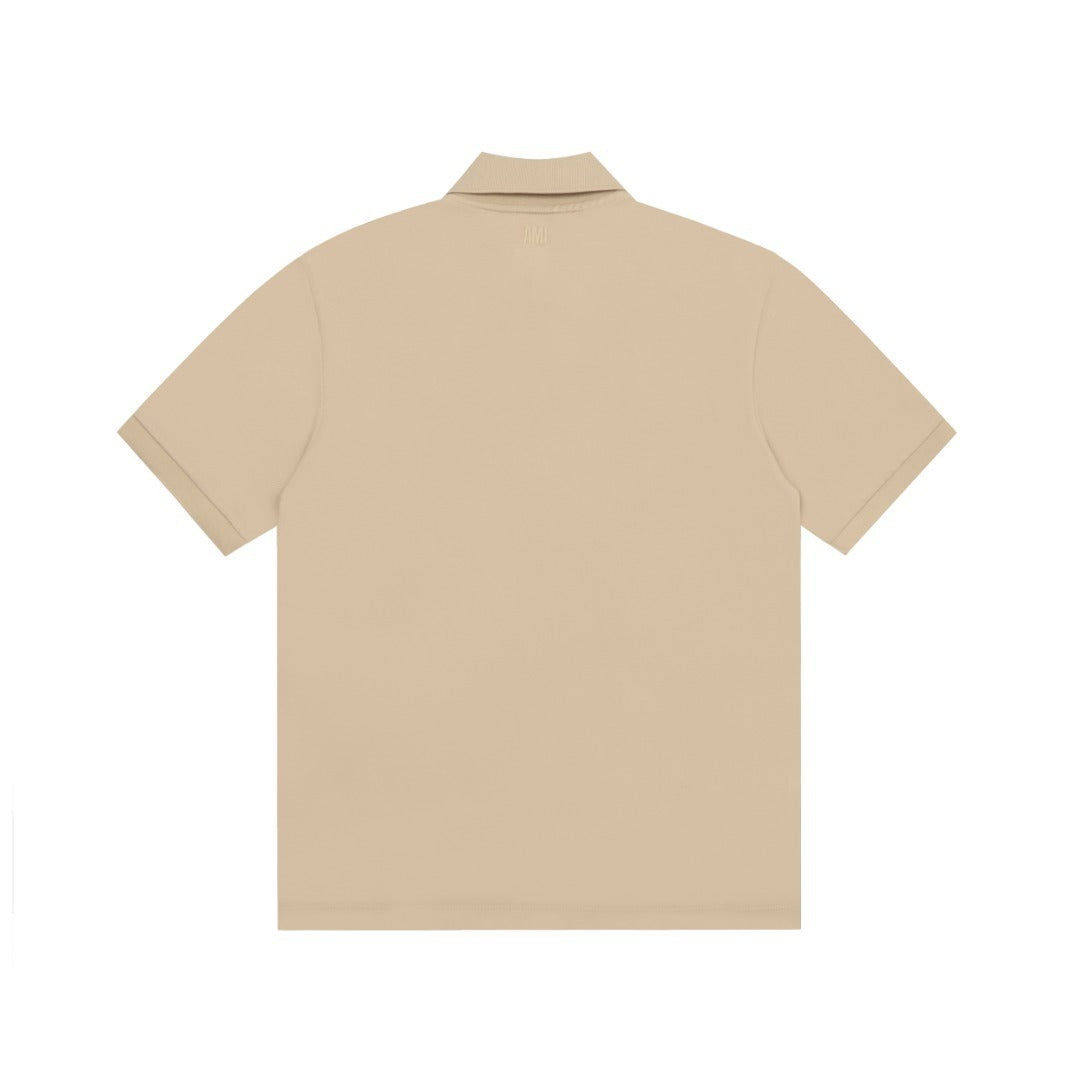 AMI PARIS FULL BEIGE POLO T-SHIRT