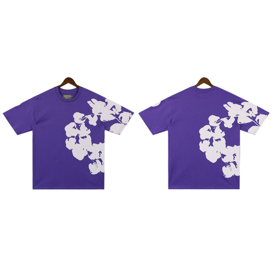 DENIM TEARS PURPLE T-SHIRT BIG COTTON WREATH