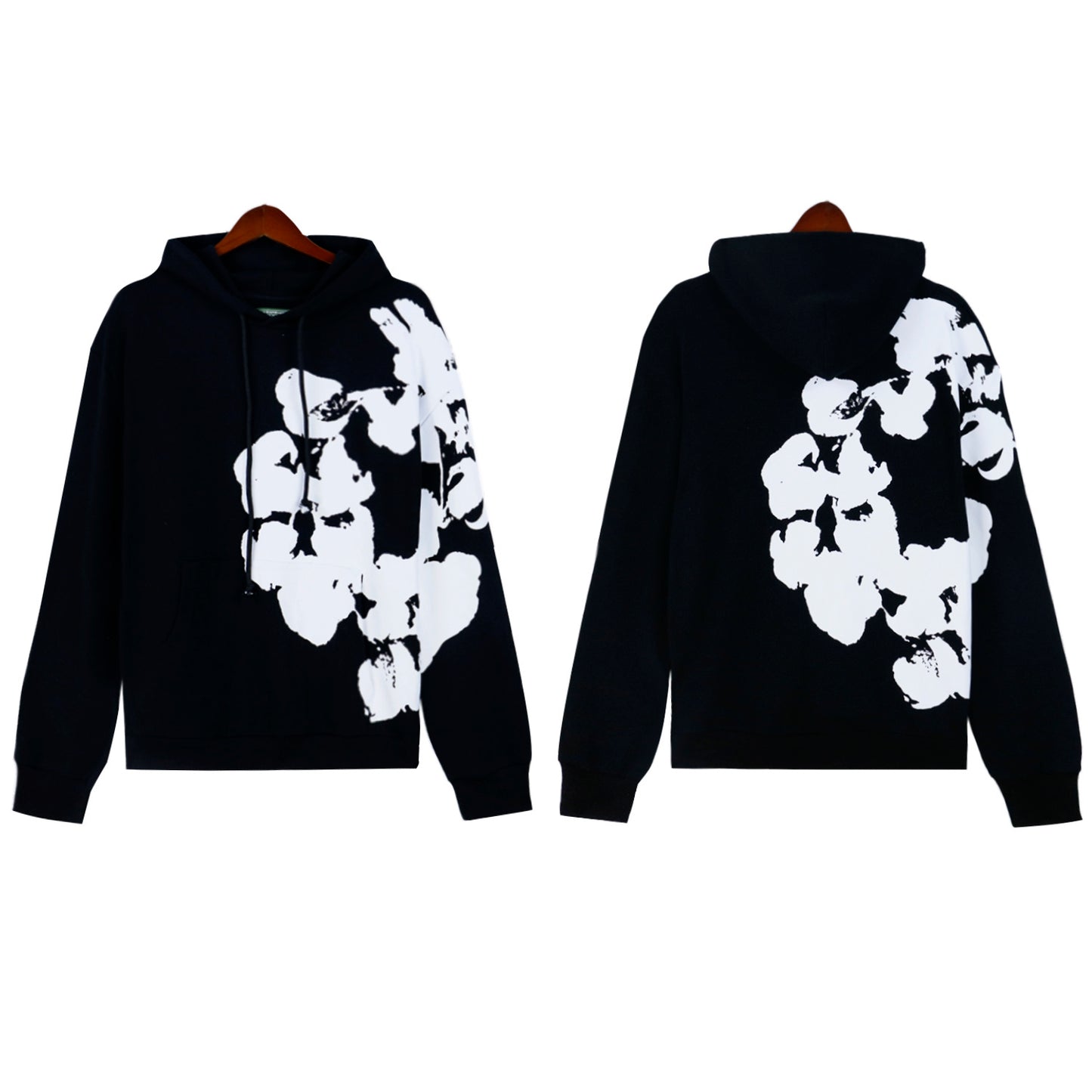 DENIM TEARS BLACK HOODIE BIG COTTON WREATH