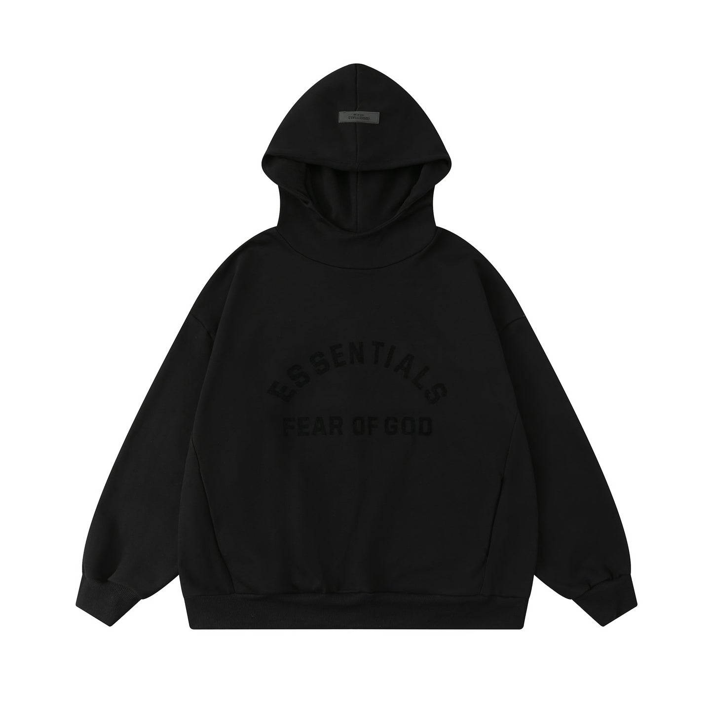 FEAR OF GODS ESSENTIALS NYLON FLECE BLACK HOODIE