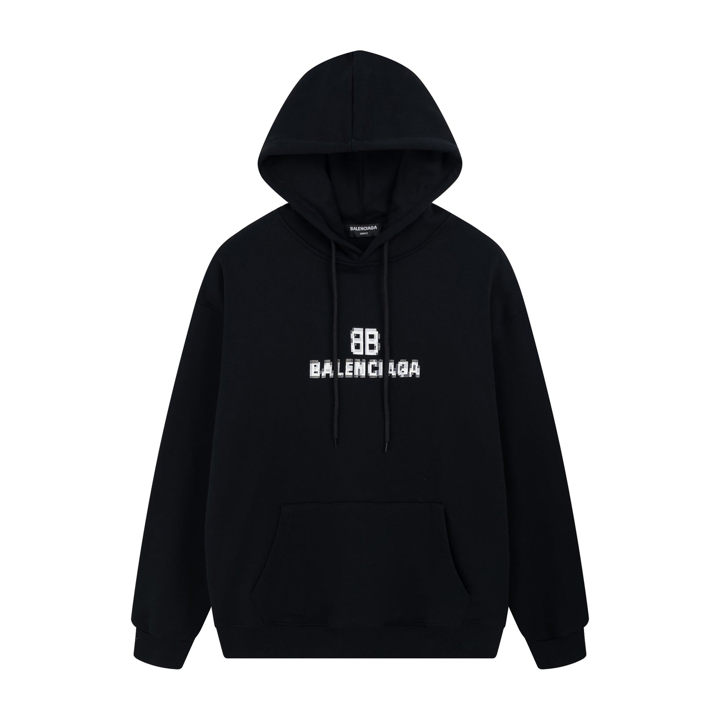 BALENCIAGA BLACK HOODIE PIXEL LOGO