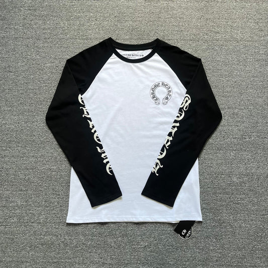 CHROME HEARTS LONG SLEEVE BLACK AND WHITE T-SHIRT