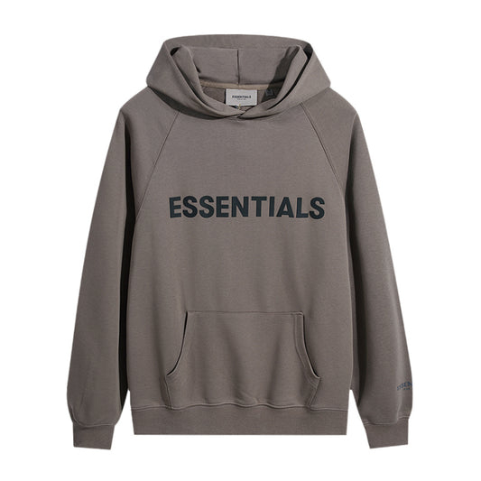 FEAR OF GODS ESSENTIALS APPLIQUE LOGO BROWN HOODIE