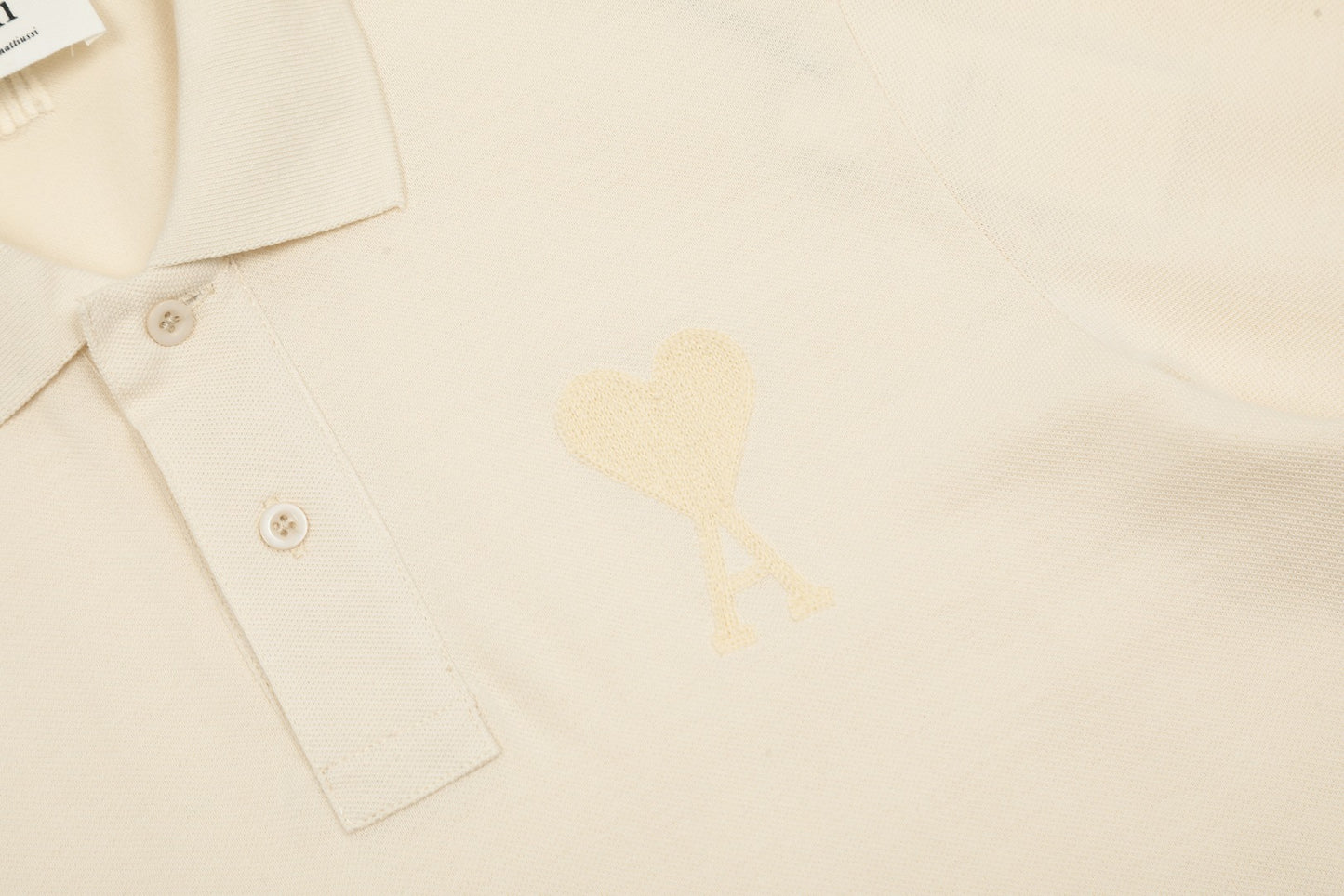 AMI PARIS FULL CREME POLO T-SHIRT
