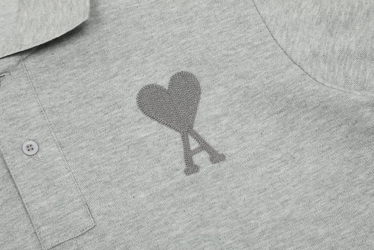 AMI PARIS FULL GREY POLO T-SHIRT