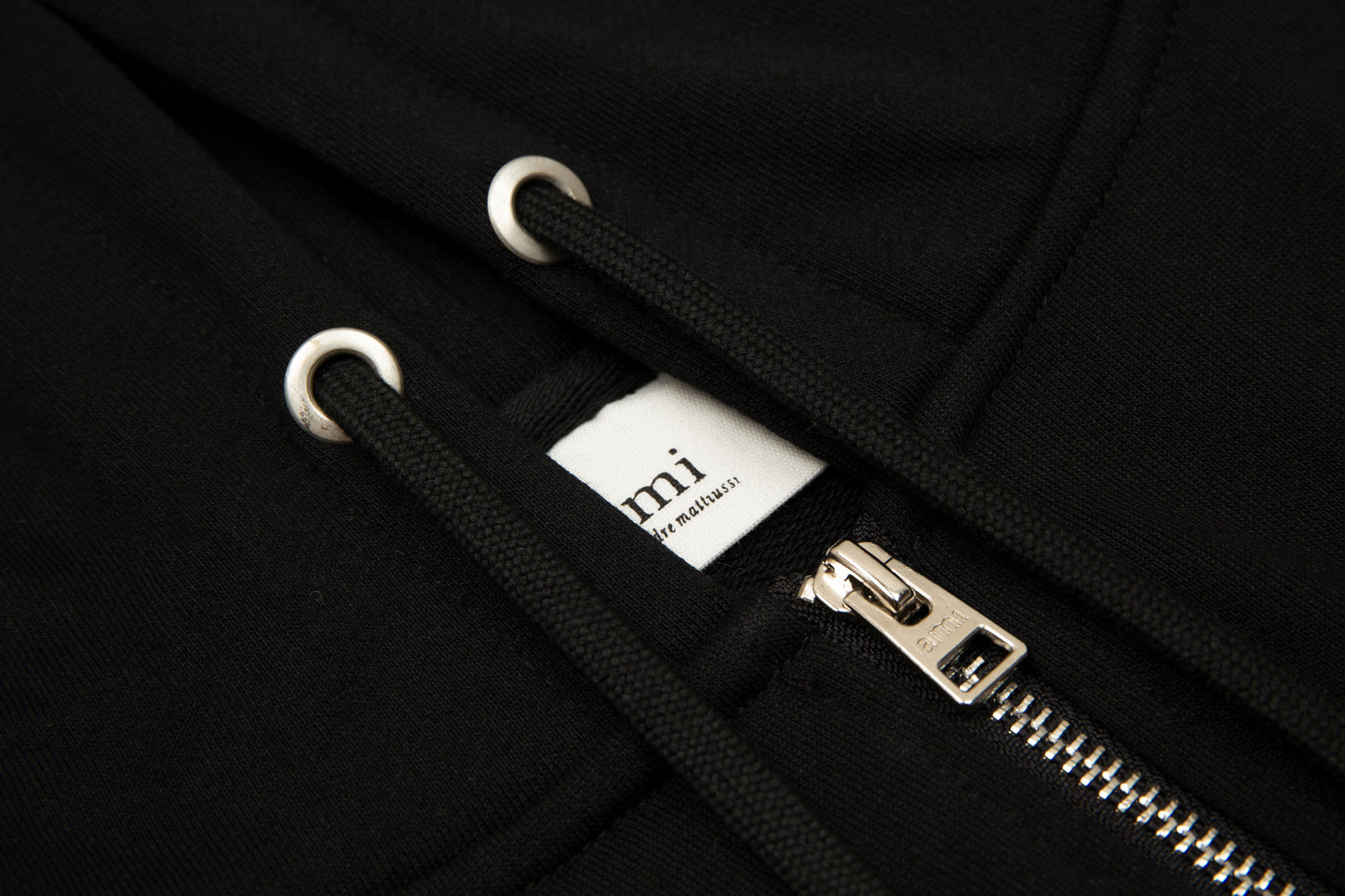 AMI PARIS ZIP FULL BLACK HOODIE