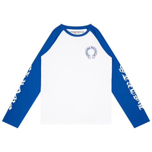 CHROME HEARTS LONG SLEEVE BLUE AND WHITE T-SHIRT