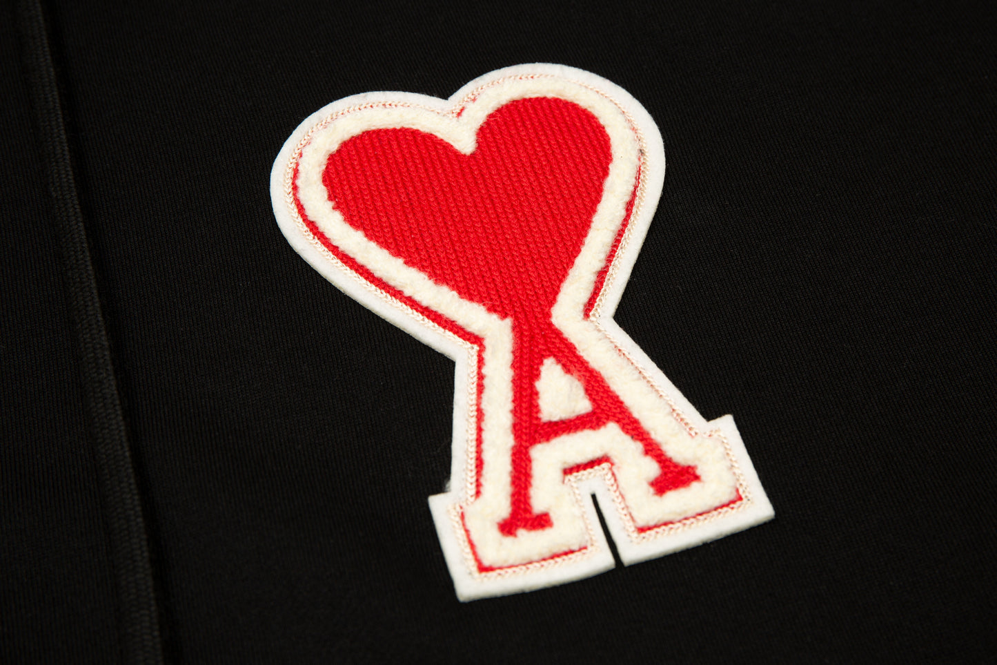 AMI PARIS ZIP BLACK AND RED HOODIE