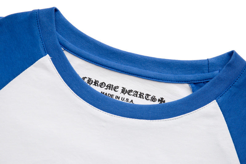 CHROME HEARTS LONG SLEEVE BLUE AND WHITE T-SHIRT