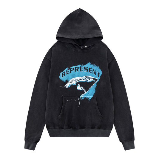 REPRESENT SHARK BLACK HOODIE