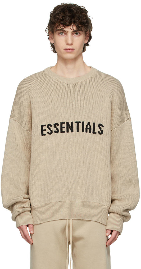 FEAR OF GODS ESSENTIALS SS21 KNIT BEIGE SWEATER