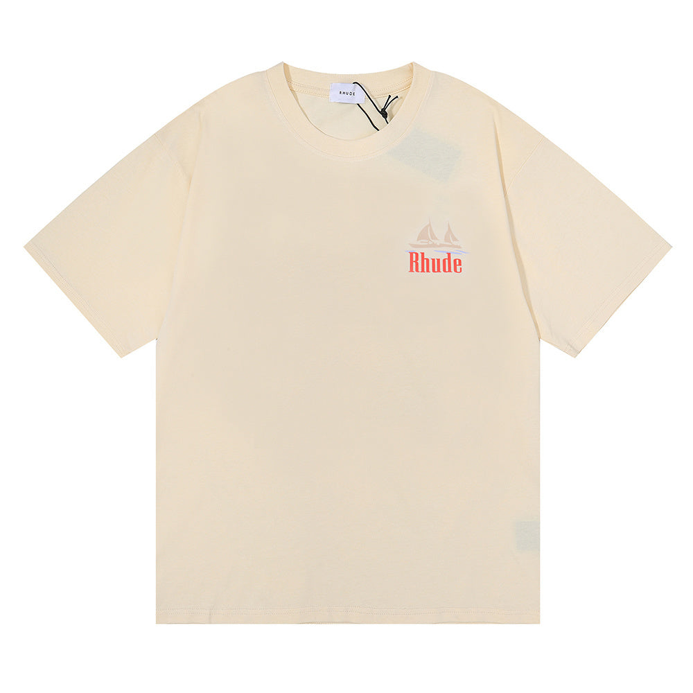 RHUDE MONACO SAILBOAT BEIGE T-SHIRT