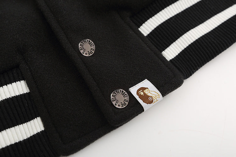 BAPE OVO BLACK AND WHITE VARSITY JACKET