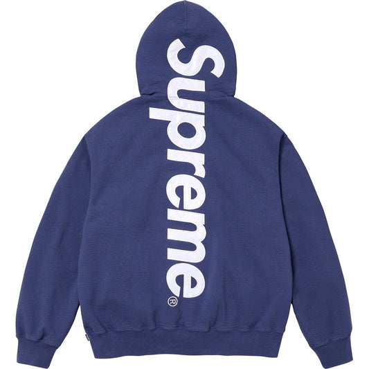 SUPREME SATIN APPLIQUE BLUE HOODIE
