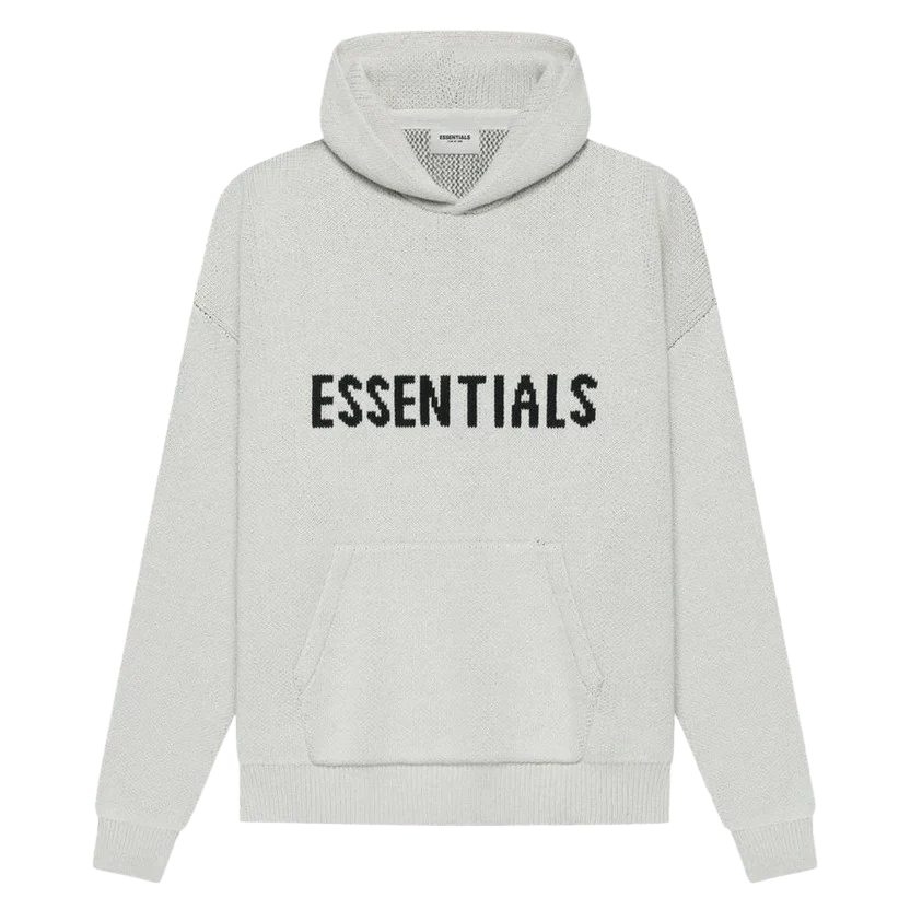 FEAR OF GODS ESSENTIALS KNIT PULLOVER LIGHT GREY HOODIE