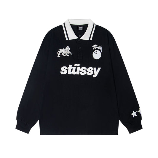 STUSSY POLO BLACK SWEATER