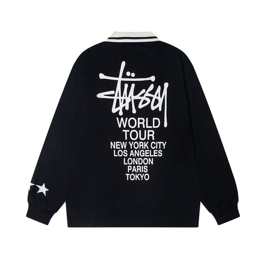 STUSSY POLO BLACK SWEATER