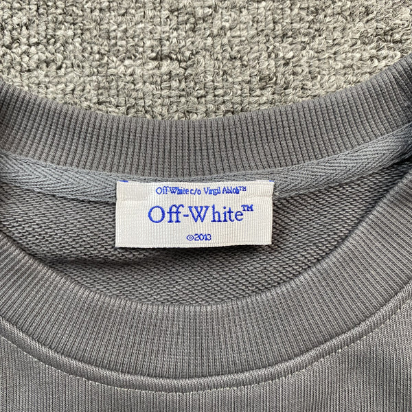 OFF WHITE FADED LOGO PRINT CREWNECK GREY