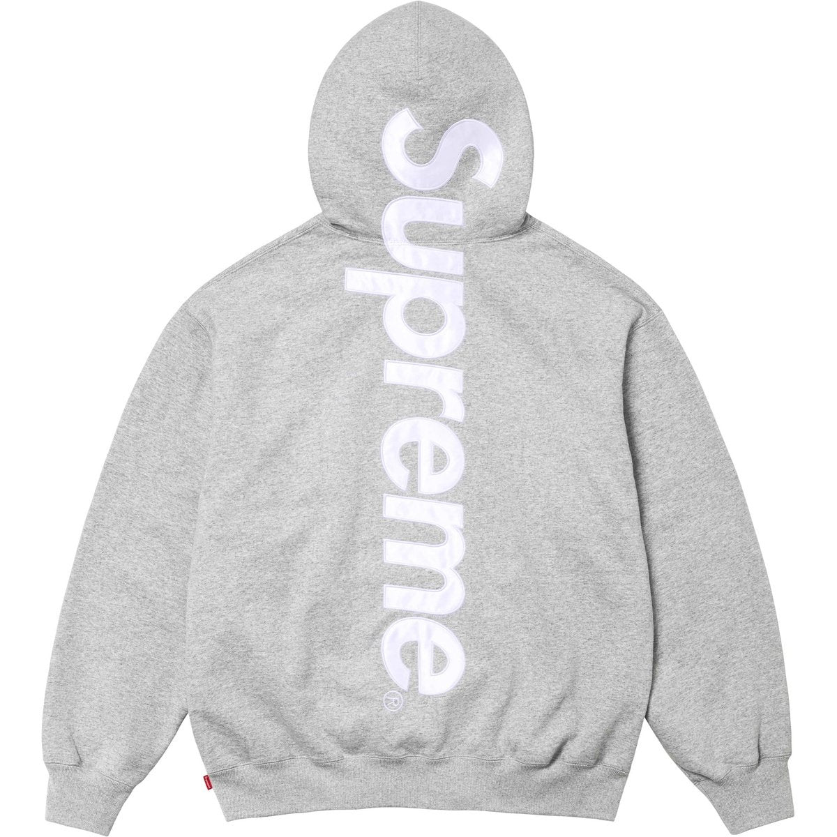 SUPREME SATIN APPLIQUE GREY HOODIE