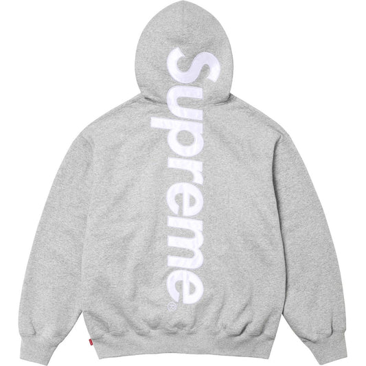 SUPREME SATIN APPLIQUE GREY HOODIE