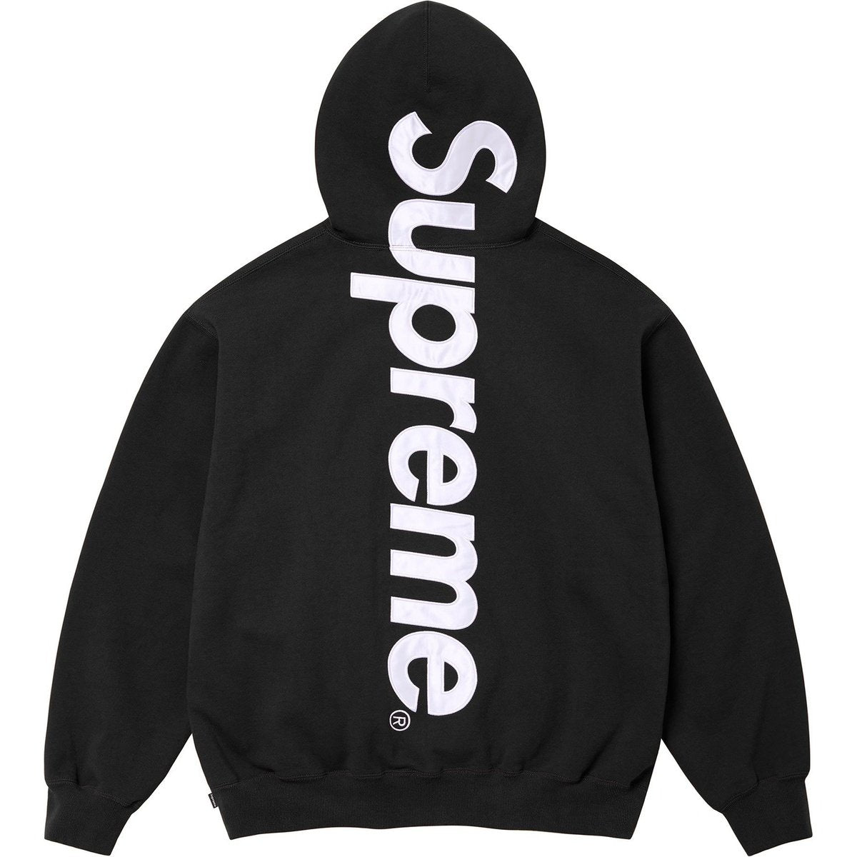SUPREME SATIN APPLIQUE BLACK HOODIE