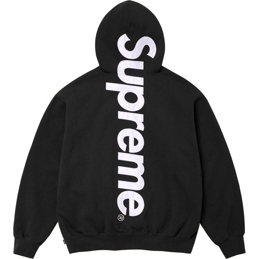 SUPREME SATIN APPLIQUE BLACK HOODIE