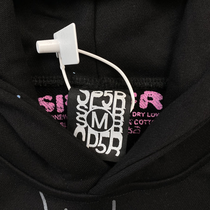 SP5DER PINK BLACK HOODIE
