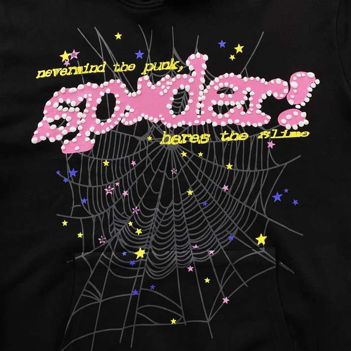 SP5DER PINK V2 BLACK HOODIE