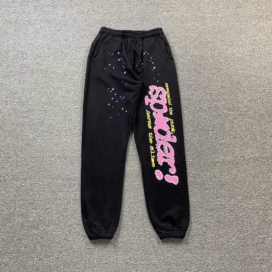 SP5DER PINK V2 BLACK PANTS