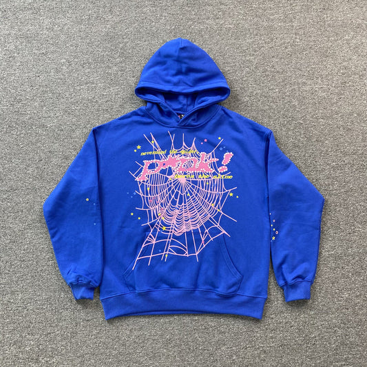 SP5DER PINK BLUE HOODIE
