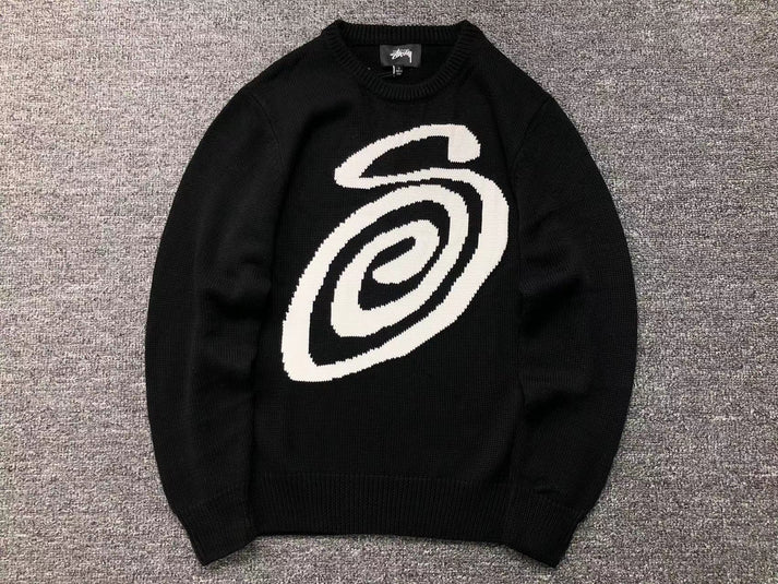 STUSSY CURLY S BLACK SWEATER