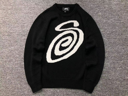 STUSSY CURLY S BLACK SWEATER