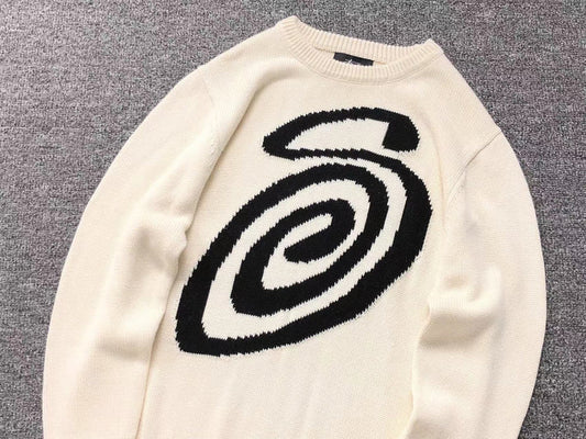 STUSSY CURLY S BEIGE SWEATER