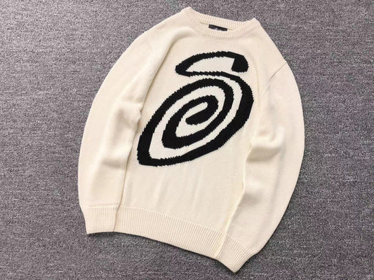 STUSSY CURLY S BEIGE SWEATER