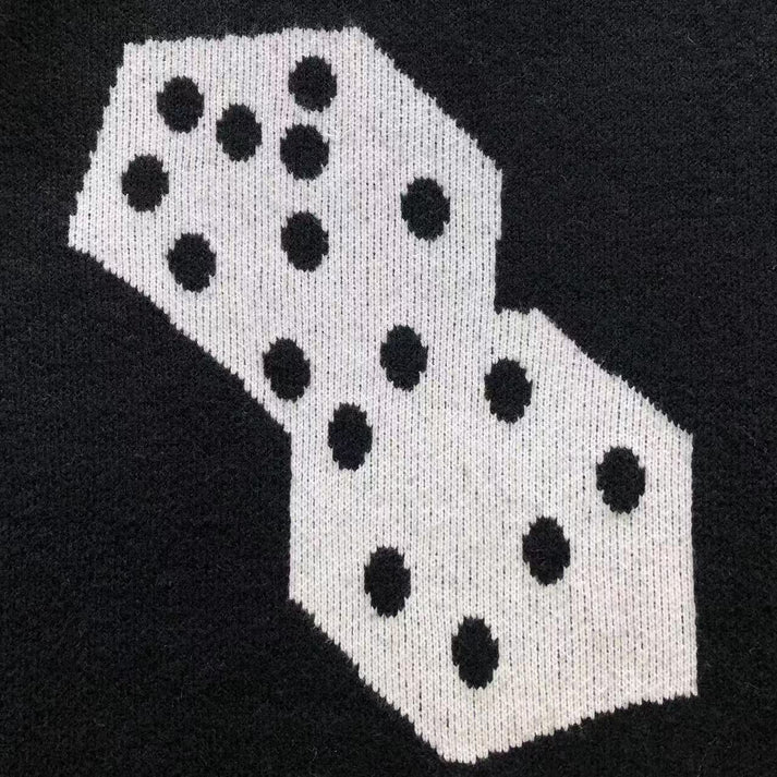 STUSSY WHITE DICE BLACK SWEATER