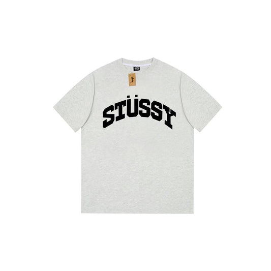 STUSSY ARCH LOGO GREY T-SHIRT