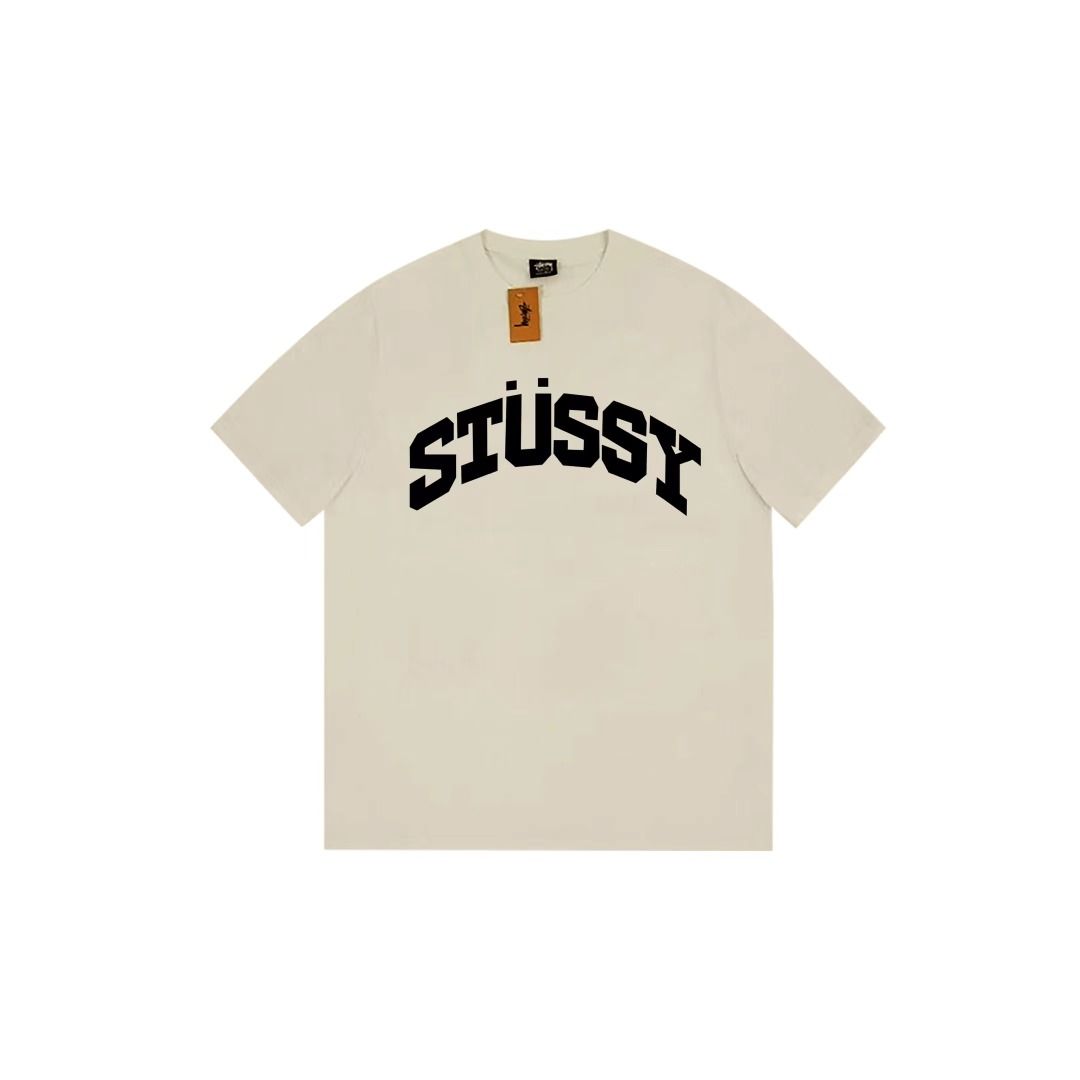 STUSSY ARCH LOGO BEIGE T-SHIRT